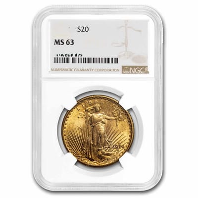 Choice $20 St Gaudens Gold Double Eagle NGC MS63