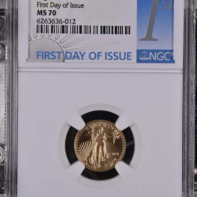 2021 $5 Gold Eagle .10 Oz T-2 NGC MS70 1st Day 