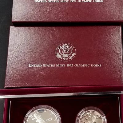 1992 S U.S. Mint Olympic Coins 2-Coin Silver Proof