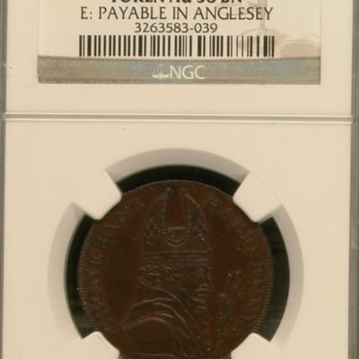OLD  1790'S  IRE D&H-39A WICKLOW - NGC AU58  1/2P