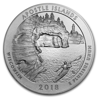 ATB 5 oz Silver Coin Apostle Islands Wis. Box/COA