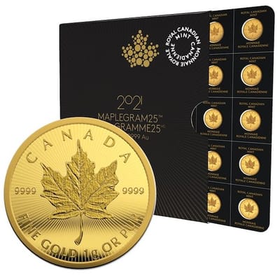 Gold Canadian Maplegram From 25 Gram Pack of 1 Pc