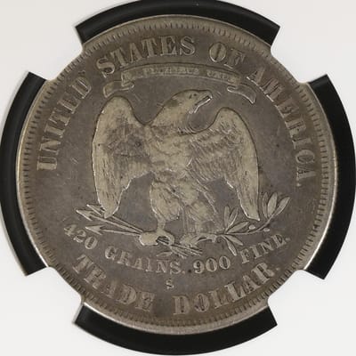 1877 S TRADE DOLLAR T$1 CHOICE NGC VF30 NO PROBLEM - additional view