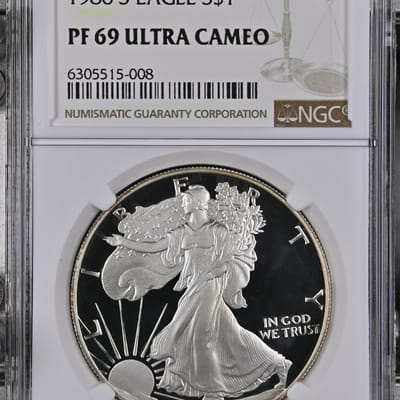 1986 Silver Eagle .999 $1 oz NGC PF69 Ultra Cameo