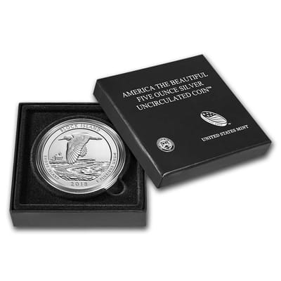 ATB 5 oz Silver .999 Block Island R.I.  Box/COA