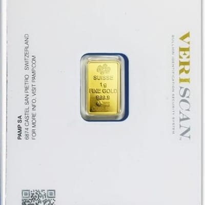 FREE SHIP  PAMP 1 Gram Gold Bar Sealed Mint .9999  - additional view