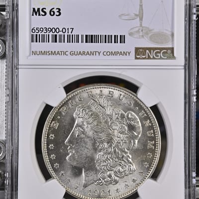 1921 Morgan Silver Dollar NGC MS63 Choice BU