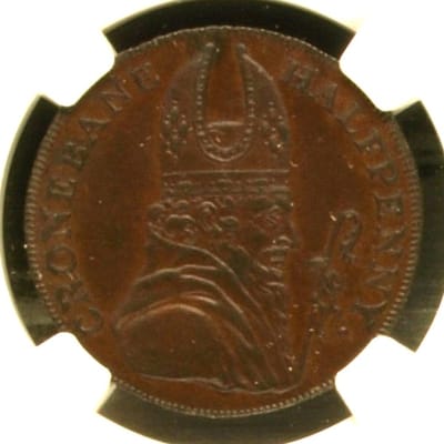 OLD  1790'S  IRE D&H-39A WICKLOW - NGC AU58  1/2P - additional view