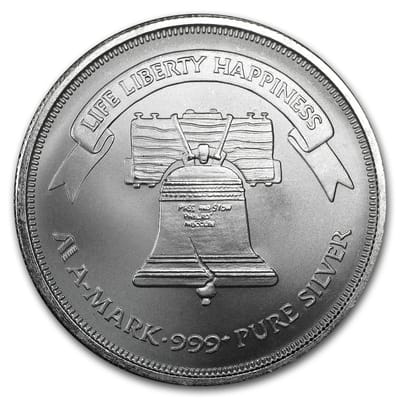 1983 Vintage A-Mark 1 oz Silver .999 Round Bell