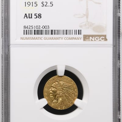 1915 $2.50 Indian Quarter Eagle NGC AU58 Pre-33