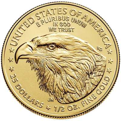 $25 American Eagle 1/2 oz Gold Bullion BU .50