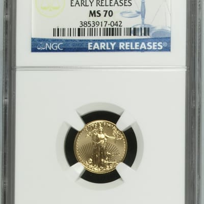2014 $5 GOLD EAGLE EARLY RELEASE  1/10 oz NGC MS70
