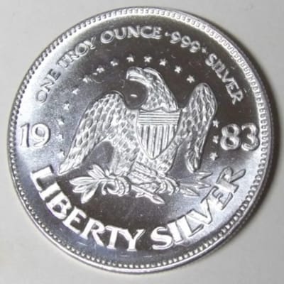 1983 Vintage A-Mark 1 oz Silver .999 Round Bell - additional view