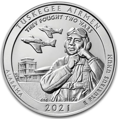 2021-P 5oz .999 Silver ATB Tuskegee Airmen BOX COA