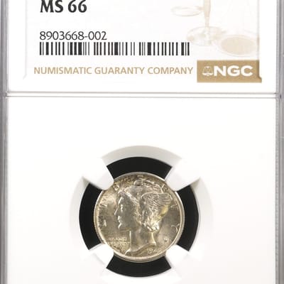 1945-S Mercury Silver Dime High Grade NGC MS66 !
