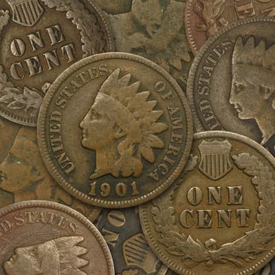 1864-1909 Indian Head Cents Average Circulated