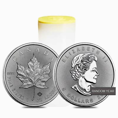 Roll of solid date Canada .9999 Silver Maple Leaf
