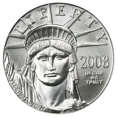 2008 American Platinum Eagle $50 .9995 Platinum BU