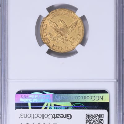 1861 Liberty Gold $5 NGC AU58 Pre-33 Civil War Yr - additional view