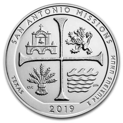 ATB 5 oz Silver Coin San Antonio TX Mission BO/COA