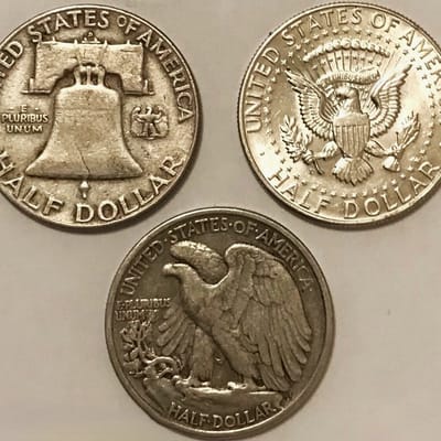 3 Coin Silver Half Dollar Walker Franklin Kennedy - additional view
