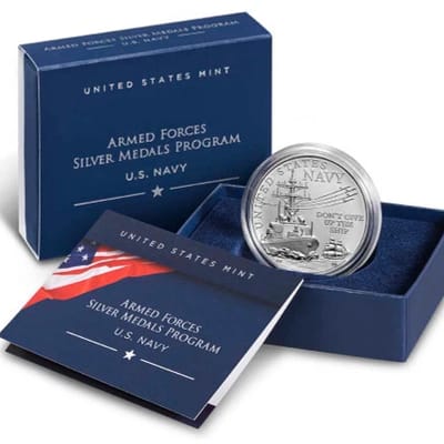 Armed Forces US Navy Silver Medal 1 oz US Mint - additional view
