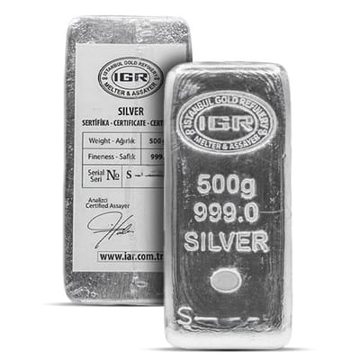 500 Gram (1/2 Kilo) .999 Silver Bullion Bar IGR