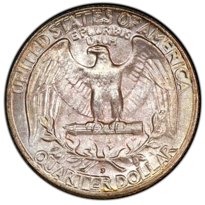 Below Spot Melt 90% Silver Washington Quarter Circ - additional view