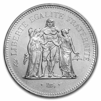 France Silver 50 Francs " Hercules " 1974-1979