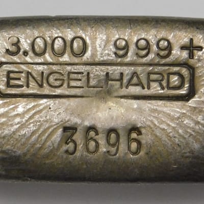 RARE 3 oz Silver Bar - Engelhard Brand Name (Vinta