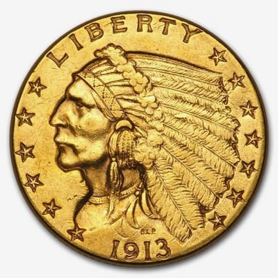 Pre-1933 $2 1/2 Indian Head Gold Coin 1908-1929