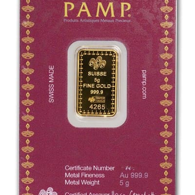 5 gram Gold Bar -.999 PAMP Suisse Diwali Festival  - additional view