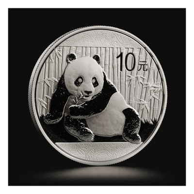China 2015 10 Y Silver Panda Coin Gem BU 