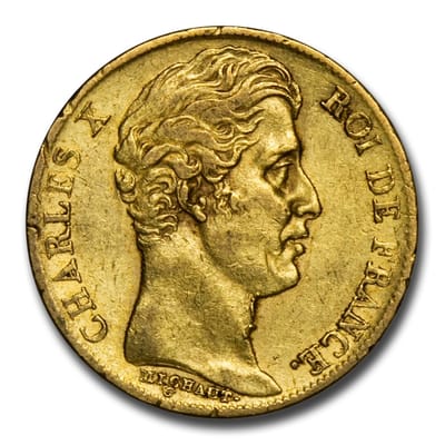 France 90% Gold 20 Francs - Charles X  1825-1830