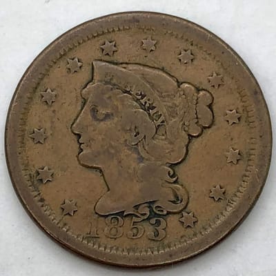 FULL DATE BRAIDED HAIR LARGE CENT MIXED 1839-1857 - additional view