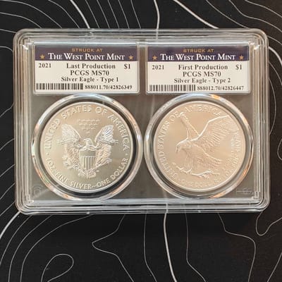 2021 ASE Type 1 & 2 Set PCGS MS70