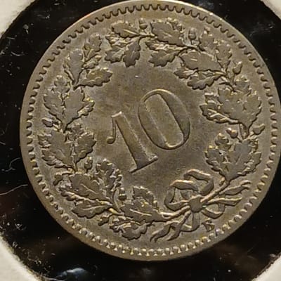 1883 Switzerland 10 Rappen in Excellent Condition  - additional view