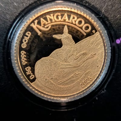 Perth Mint .5g Proof Gold Kangaroo 4x fine