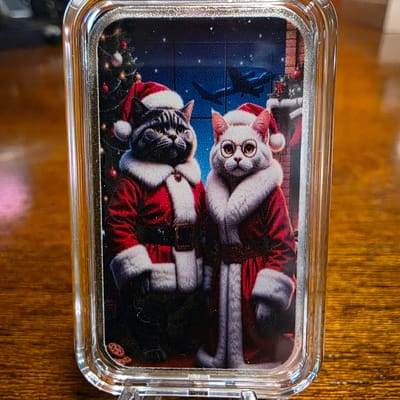 Hayleybug 1/2 oz Merry Catmas .999 Fine Silver Bar