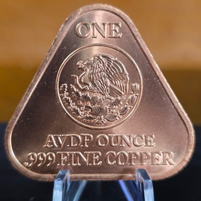 Copper Mexican Libertad .999 Fine Colorized Triangle - additional view