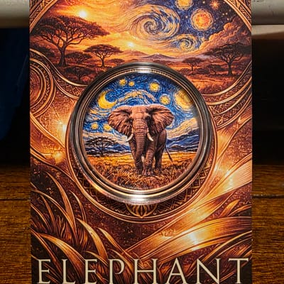 Elephant 1 Oz Copper Africa Big Five Starry Night