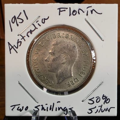 Australian Florin (Two Shillings) 50% Silver