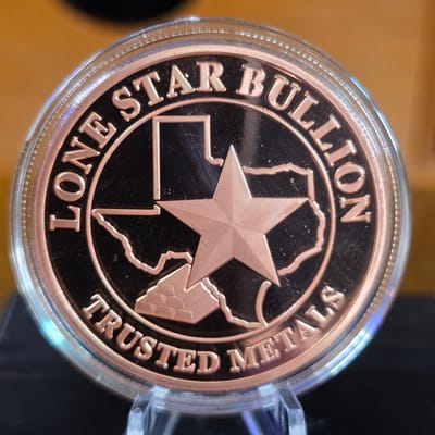 Copper Lonestar Bullion .999 Fine Round