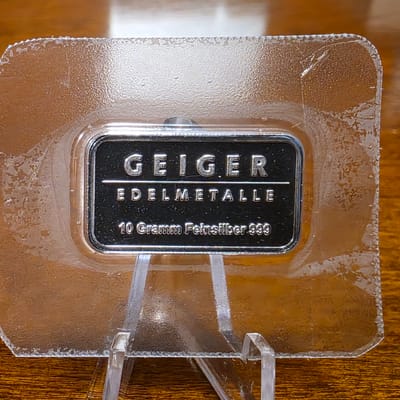 Vintage Geiger Edelmetalle 10g .999 Silver Bar