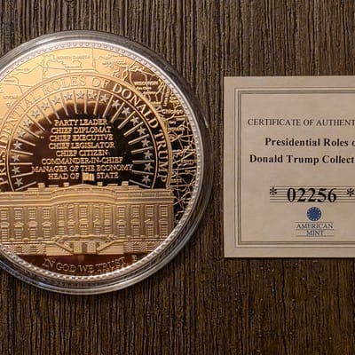 Copper Trump Commemorative Medallion 110g - 2020 -Chief Diplomat - additional view