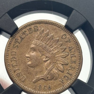 1860 Indian Head Cent NGC AU58 Pre Civil War! - additional view