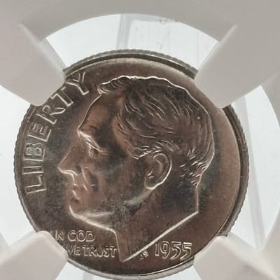 1955 D Roosevelt 90% Silver Dime NGC MS 64 - additional view
