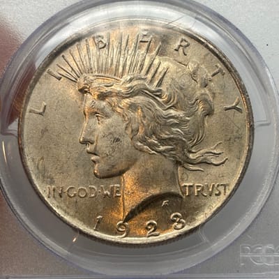 1923 90% Silver Peace Dollar PCGS MS63 - additional view