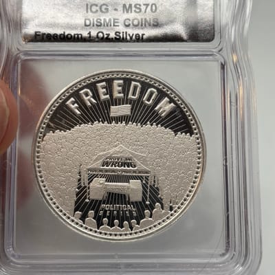 1oz .999 Silver Freedom Prove Me Wrong Disme Coin - additional view