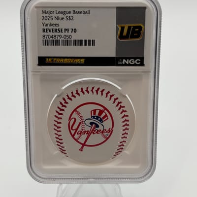 2025 MLB Yankees Concave 1oz .999Ag NGC RPF 70